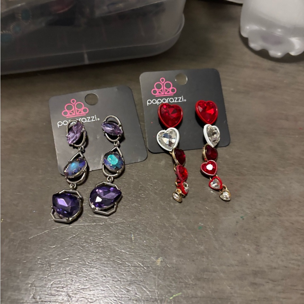 Paparazzi Purple and Red Heart Earrings
